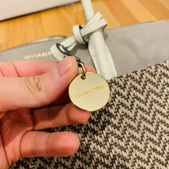 Vintage Dimoni Grey Leather Chevron Cross Body Designer Handbag - Picture 3 of 16